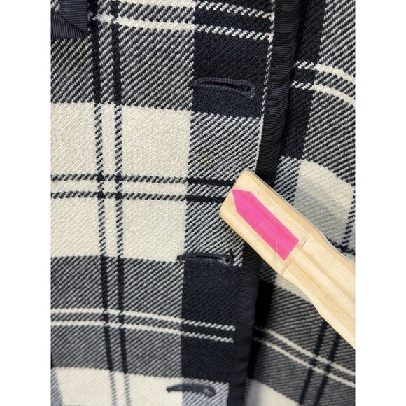 Talbots Vintage Wool Blazer Jacket Gold Pearl Button Boucle Plaid Black USA 12 - Picture 5 of 16